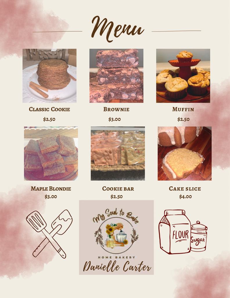 My Soul to bake menu